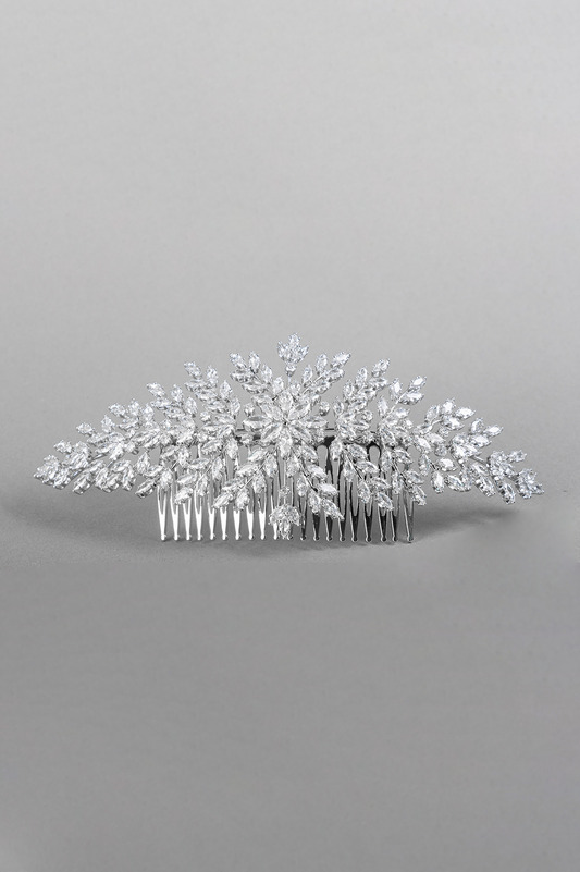 ELEGANT HEADPIECE SILVER LEAVES
